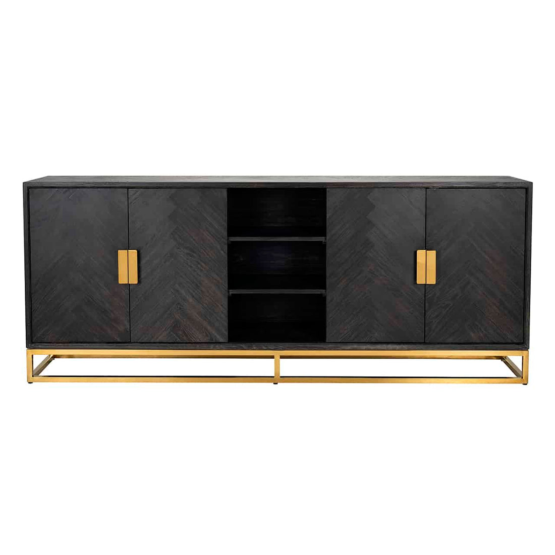 Richmond Interiors Sideboard Blackbone gold 4-türig schwarz rustikal Sideboard Richmond Interiors