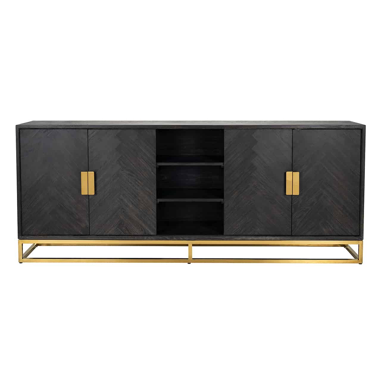 Richmond Interiors Sideboard Blackbone gold 4-türig schwarz rustikal Sideboard Richmond Interiors