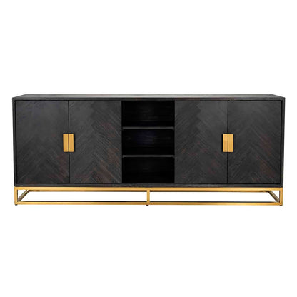 Richmond Interiors Sideboard Blackbone gold 4-türig schwarz rustikal Sideboard Richmond Interiors