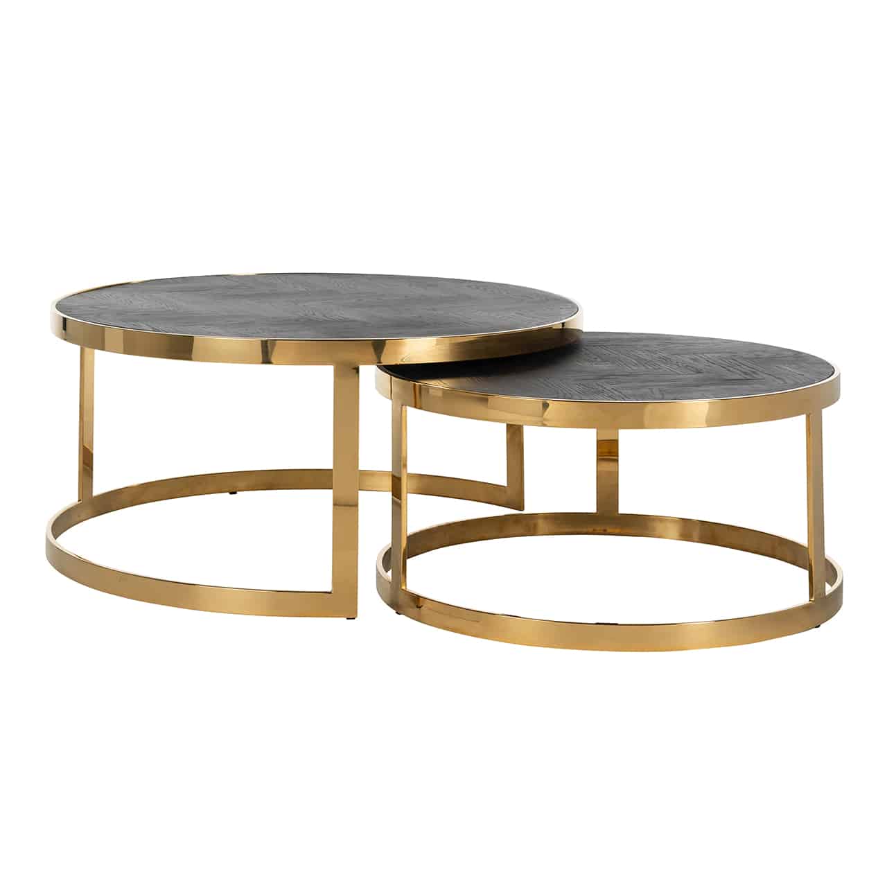 Richmond Interiors Couchtisch Blackbone gold 2er Set schwarz rustikal Couchtisch-Set Richmond Interiors