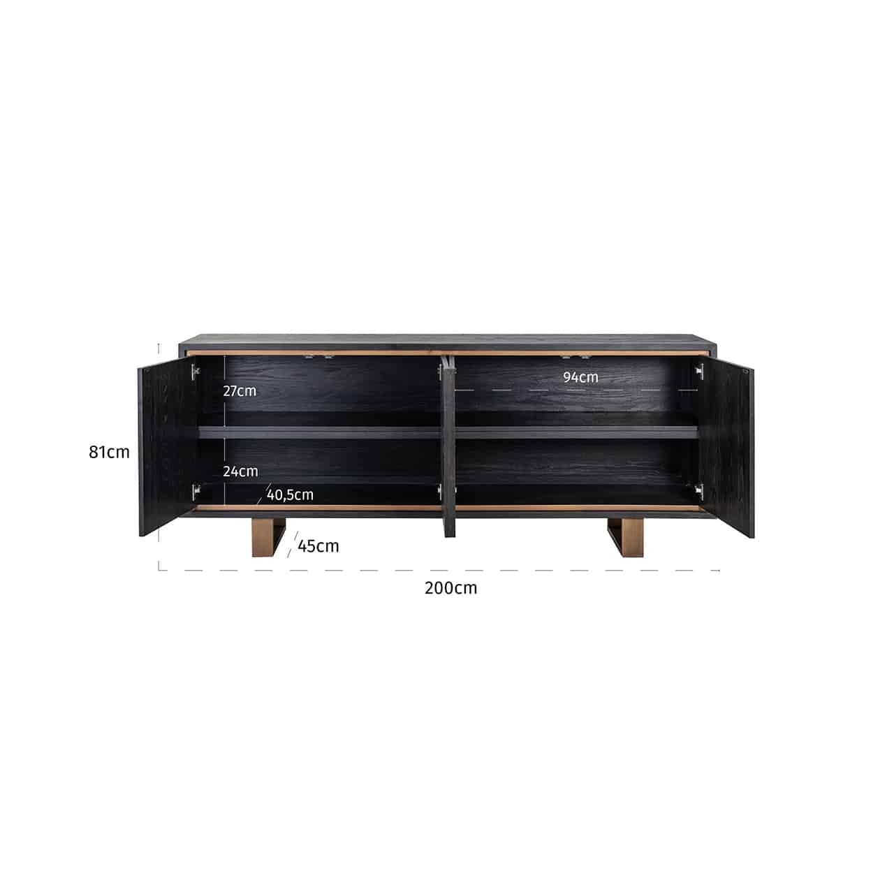 Richmond Interiors - Sideboard Hunter 4-türig schwarz rustikal Sideboard Richmond Interiors