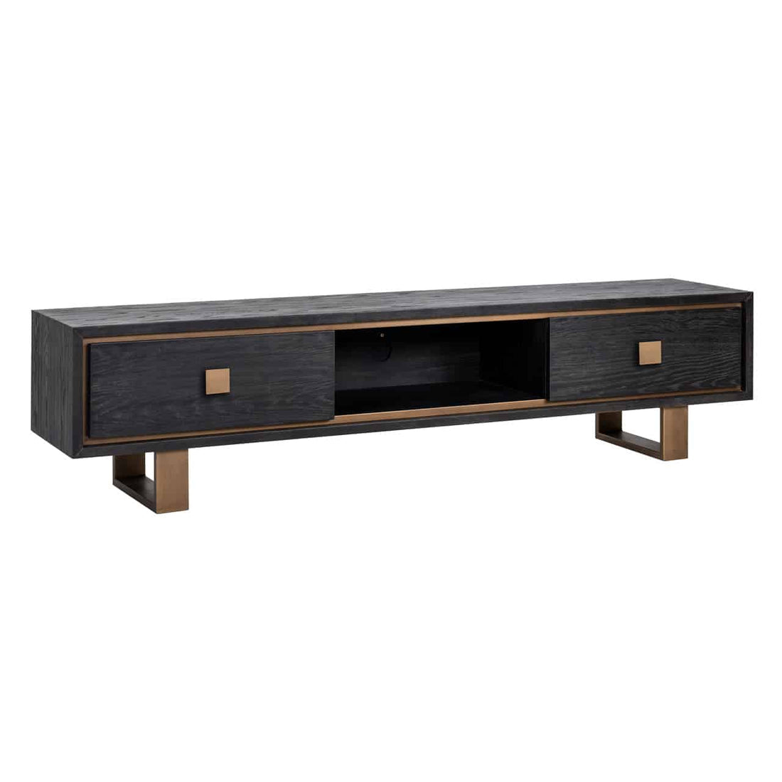 Richmond Interiors TV-Unit Hunter 2-Schubladen schwarz rustikal Fernsehkommode Richmond Interiors