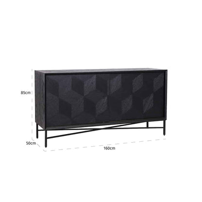 Richmond Interiors Sideboard Blax 2-Schiebetüren schwarz Sideboard Richmond Interiors