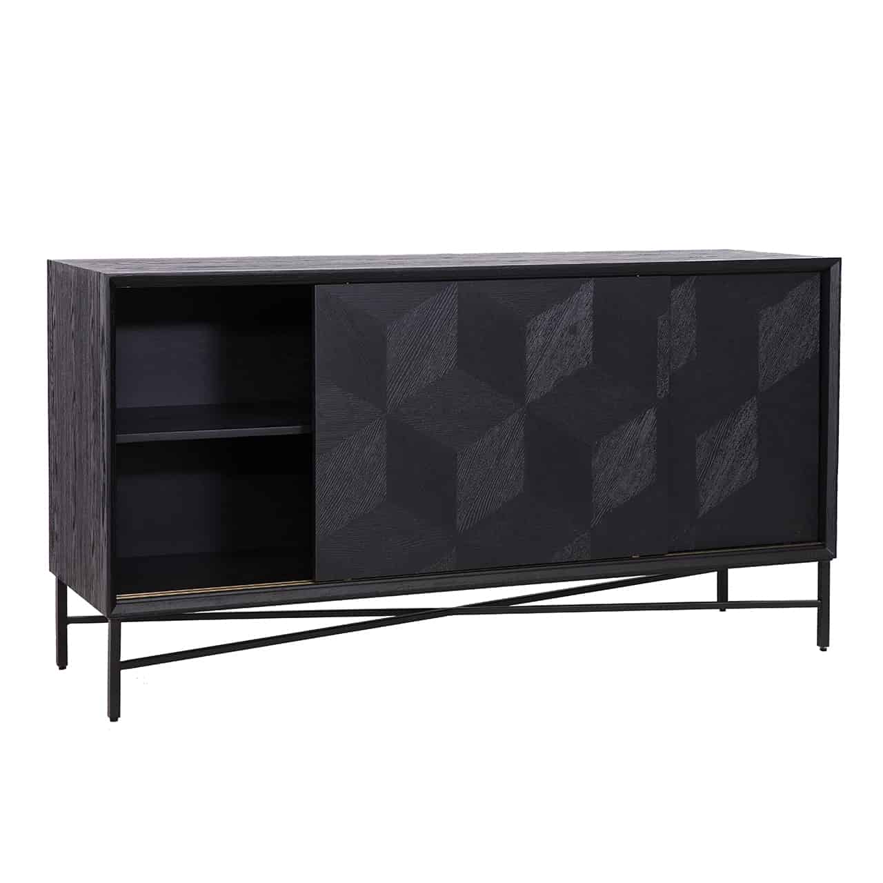 Richmond Interiors Sideboard Blax 2-Schiebetüren schwarz Sideboard Richmond Interiors