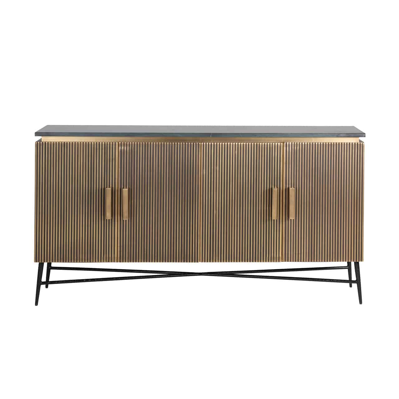 Richmond Interiors Sideboard Ironville 4-türig gold Sideboard Richmond Interiors