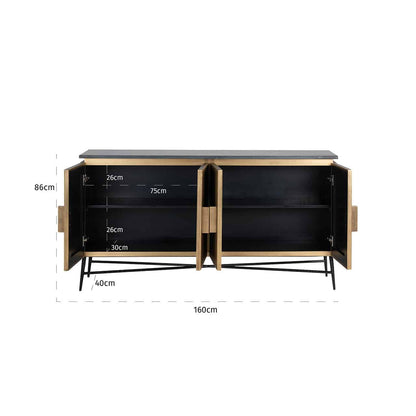 Richmond Interiors Sideboard Ironville 4-türig gold Sideboard Richmond Interiors