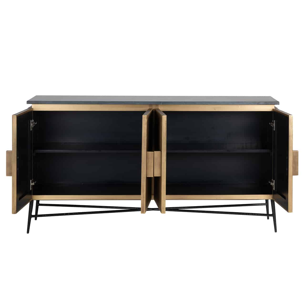 Richmond Interiors Sideboard Ironville 4-türig gold Sideboard Richmond Interiors