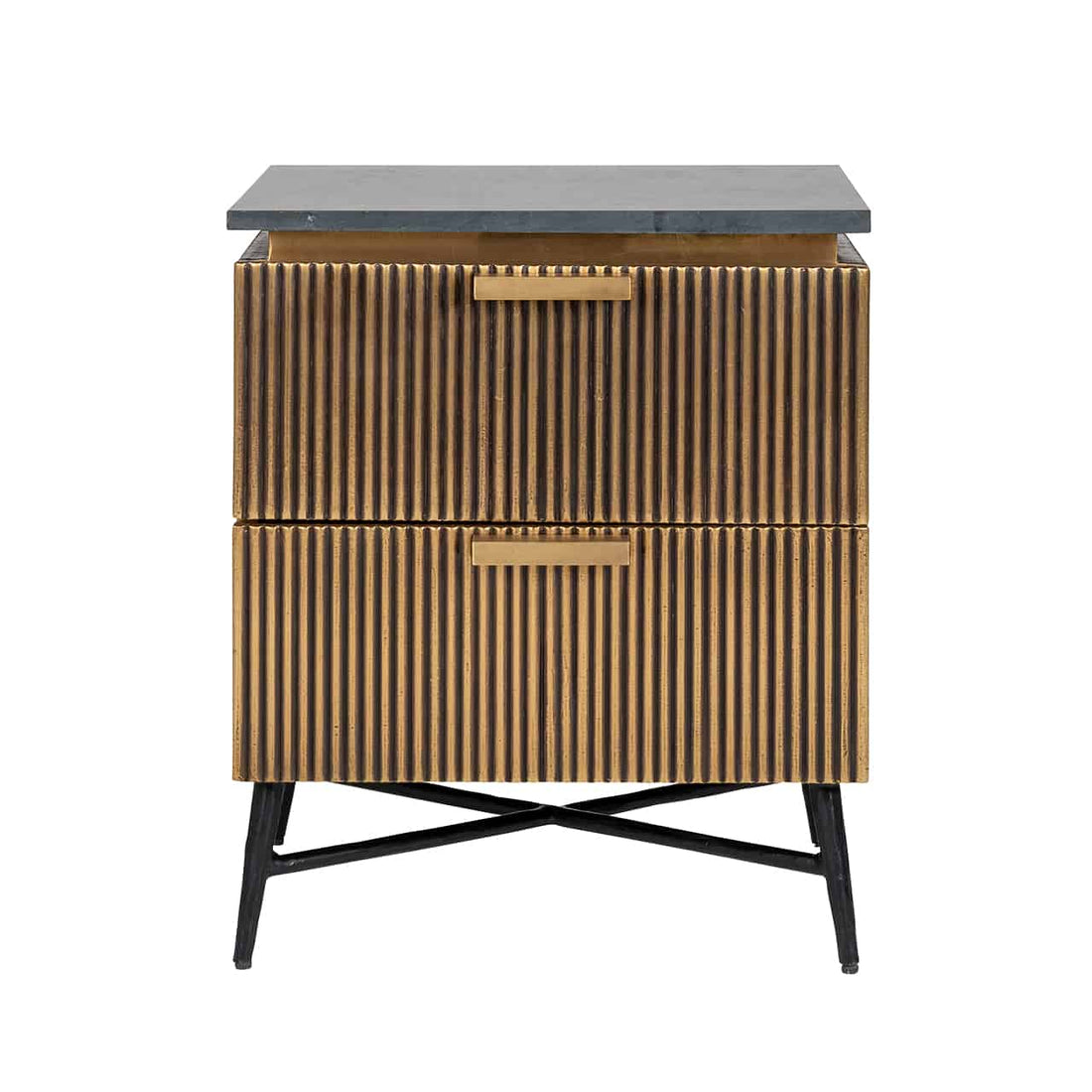 Richmond Interiors Nachttisch Ironville 2-Schubladen gold Nachttisch Richmond Interiors