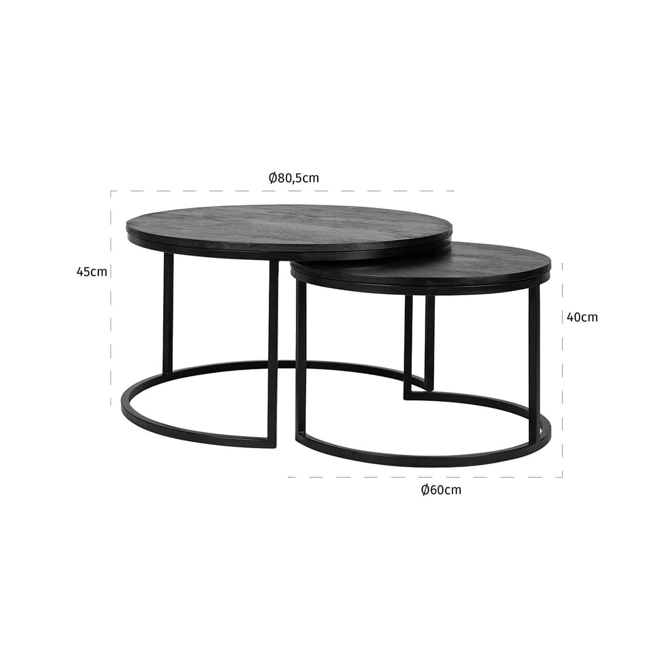 Richmond Interiors Couchtisch Catana 2er Set (Schwarz) Couchtisch-Set Richmond Interiors