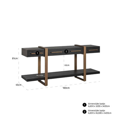 Richmond Interiors Sideboard Cambon 3 Schubladen (Dunkler Kaffee) Sideboard Richmond Interiors