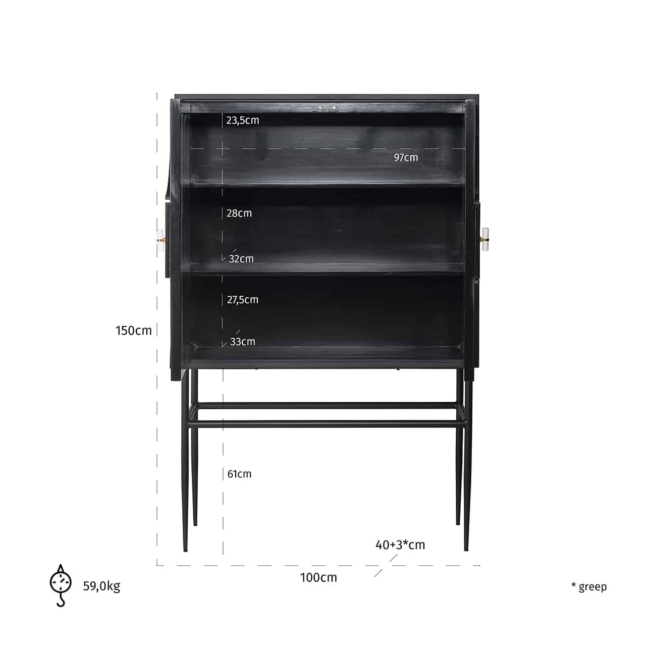 Richmond Interiors Schrank Mendoza 2-türig Kabinett Richmond Interiors