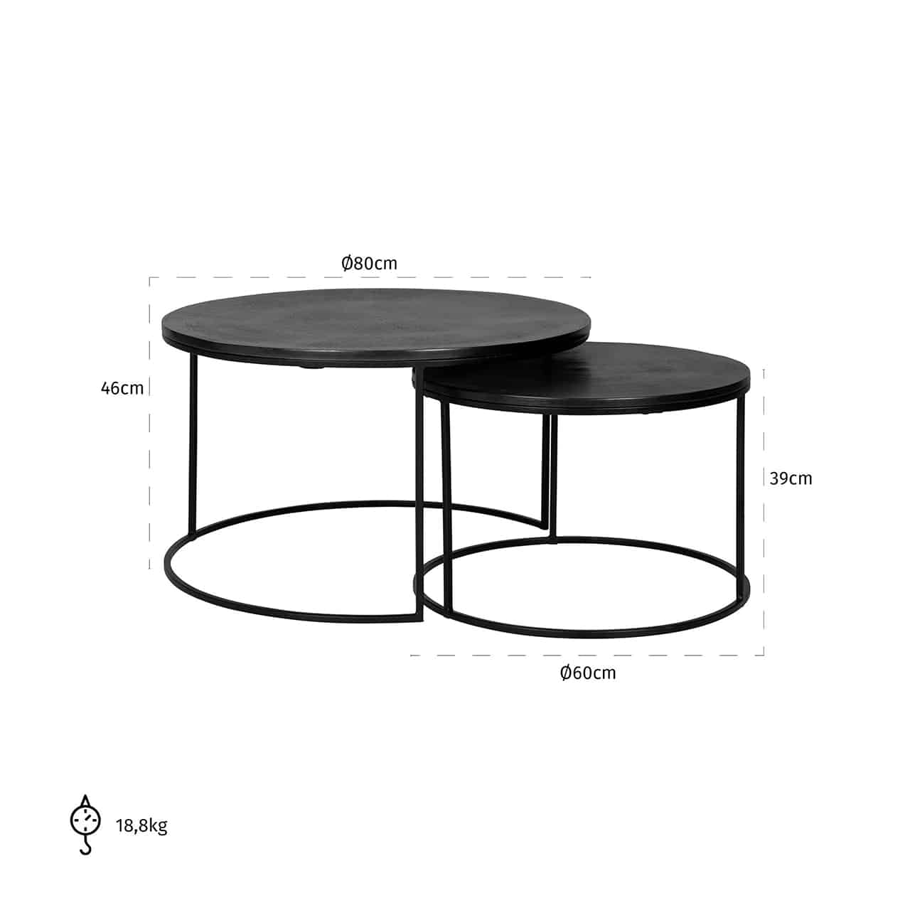 Richmond Interiors Couchtisch Bolder 2er-Set (Schwarz) Couchtisch-Set Richmond Interiors