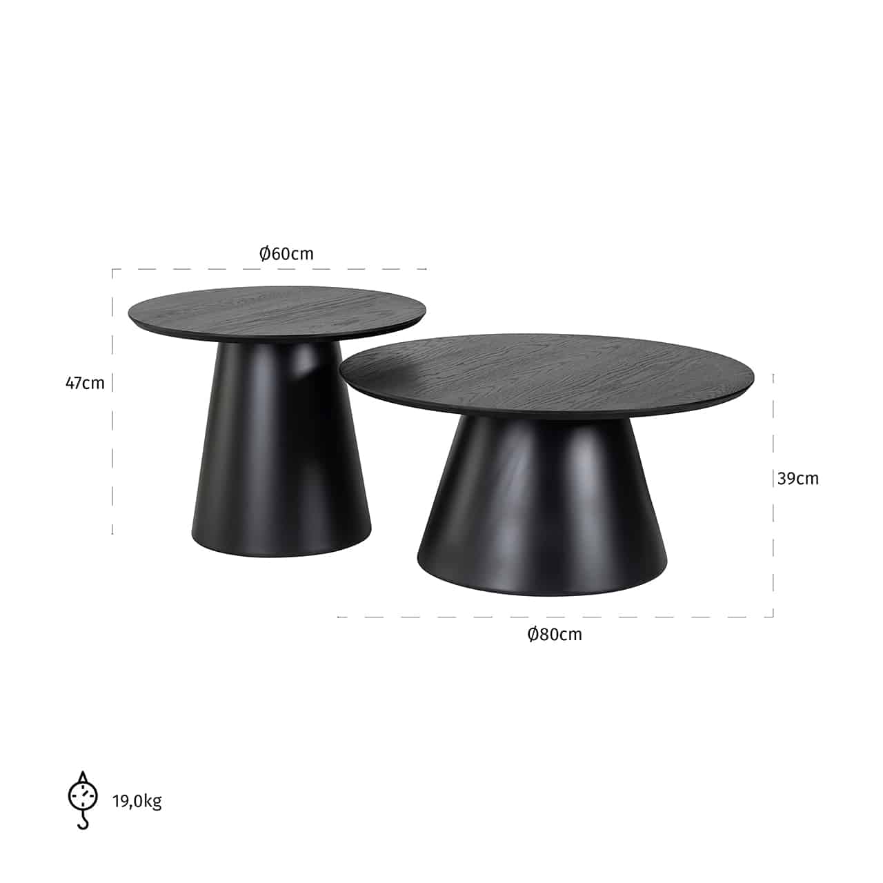 Richmond Interiors Couchtisch Jazz 2er-Set (Schwarz) Couchtisch-Set Richmond Interiors