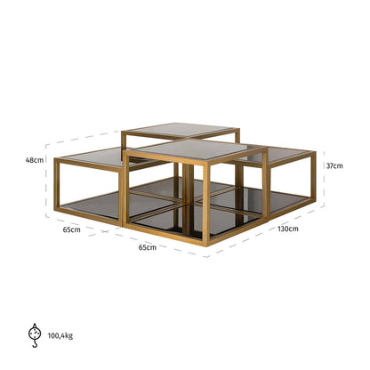 Richmond Interiors Couchtisch Loua 4er-Set (Gebürstetes Gold) Couchtisch-Set Richmond Interiors