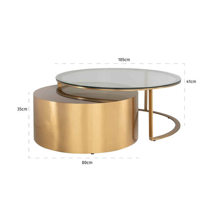 Richmond Interiors Couchtisch Orlan 2er Set (Gold) Couchtisch-Set Richmond Interiors