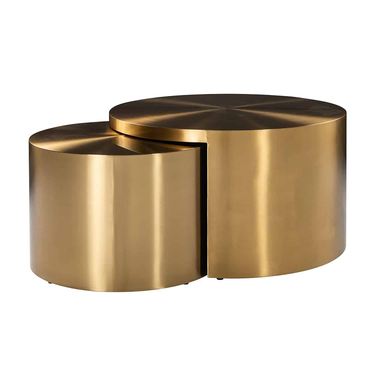 Richmond Interiors Couchtisch Big &amp; Rich 2er-Set (Gebürstetes Gold) Couchtisch-Set Richmond Interiors