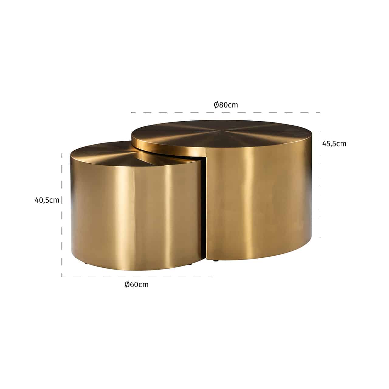 Richmond Interiors Couchtisch Big &amp; Rich 2er-Set (Gebürstetes Gold) Couchtisch-Set Richmond Interiors