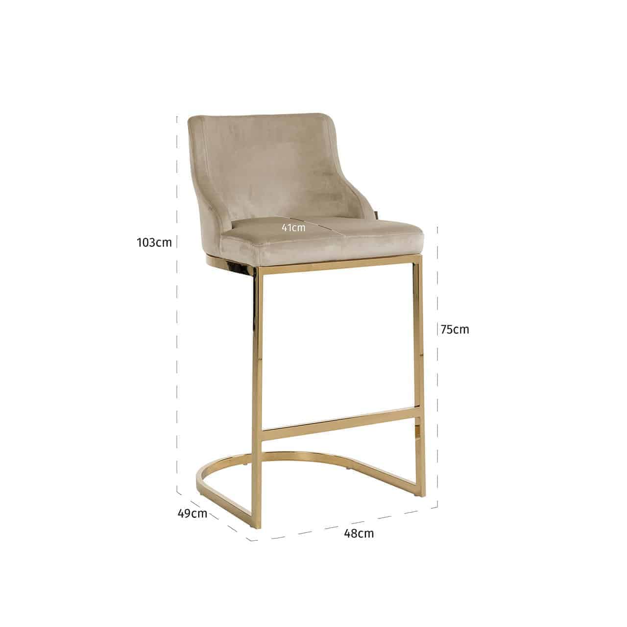 Richmond Interiors - Barhocker Bolton Khaki Samt / Gold Barhocker Richmond Interiors