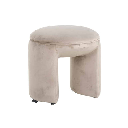 Richmond Interiors Sitzpuff Fargo aus khakifarbenem Samt (Quartz Khaki 903) Pouf rund Richmond Interiors