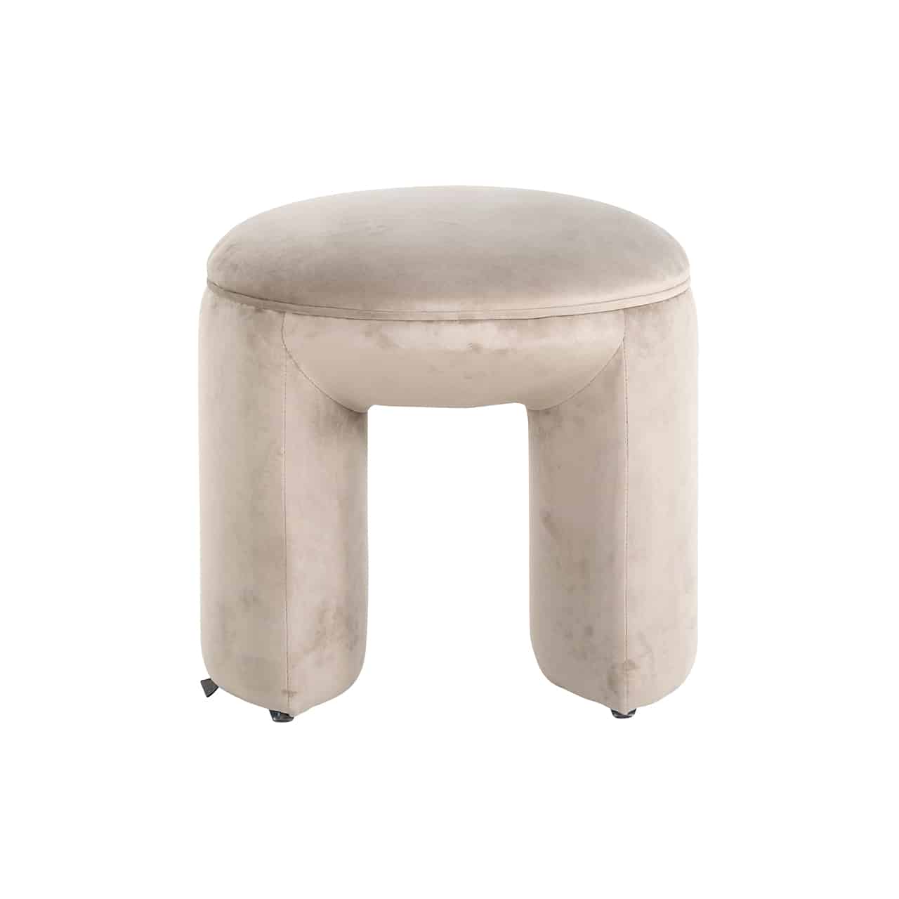 Richmond Interiors Sitzpuff Fargo aus khakifarbenem Samt (Quartz Khaki 903) Pouf rund Richmond Interiors