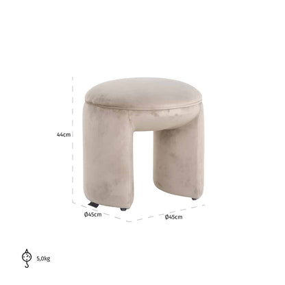 Richmond Interiors Sitzpuff Fargo aus khakifarbenem Samt (Quartz Khaki 903) Pouf rund Richmond Interiors