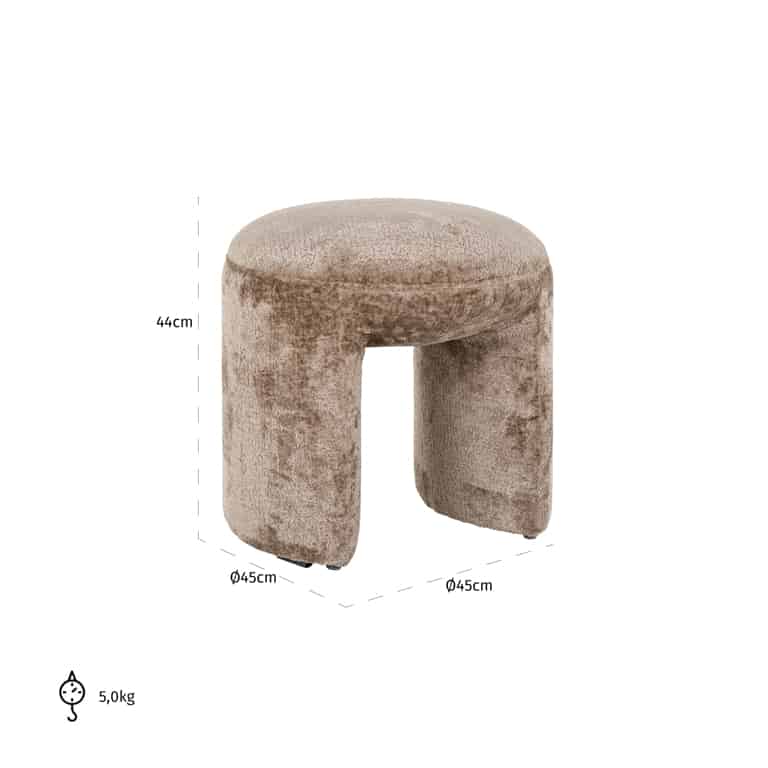 Richmond Interiors Sitzpuff Fargo Taupe Chenille (Bergen 104 Taupe Chenille) Pouf rund Richmond Interiors