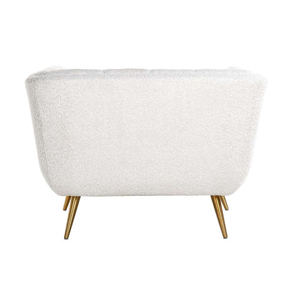 Richmond Interiors Sessel Huxley White Bouclé / gebürstetes Gold (Copenhagen 900 Bouclé White) Polstersessel Richmond Interiors