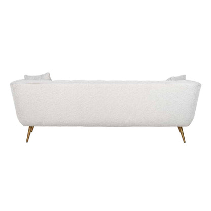 Richmond Interiors Sofa Huxley Weiß Bouclé / Gebürstetes Gold (Copenhagen 900 Bouclé Weiß) 2-Sitzer Sofa Richmond Interiors