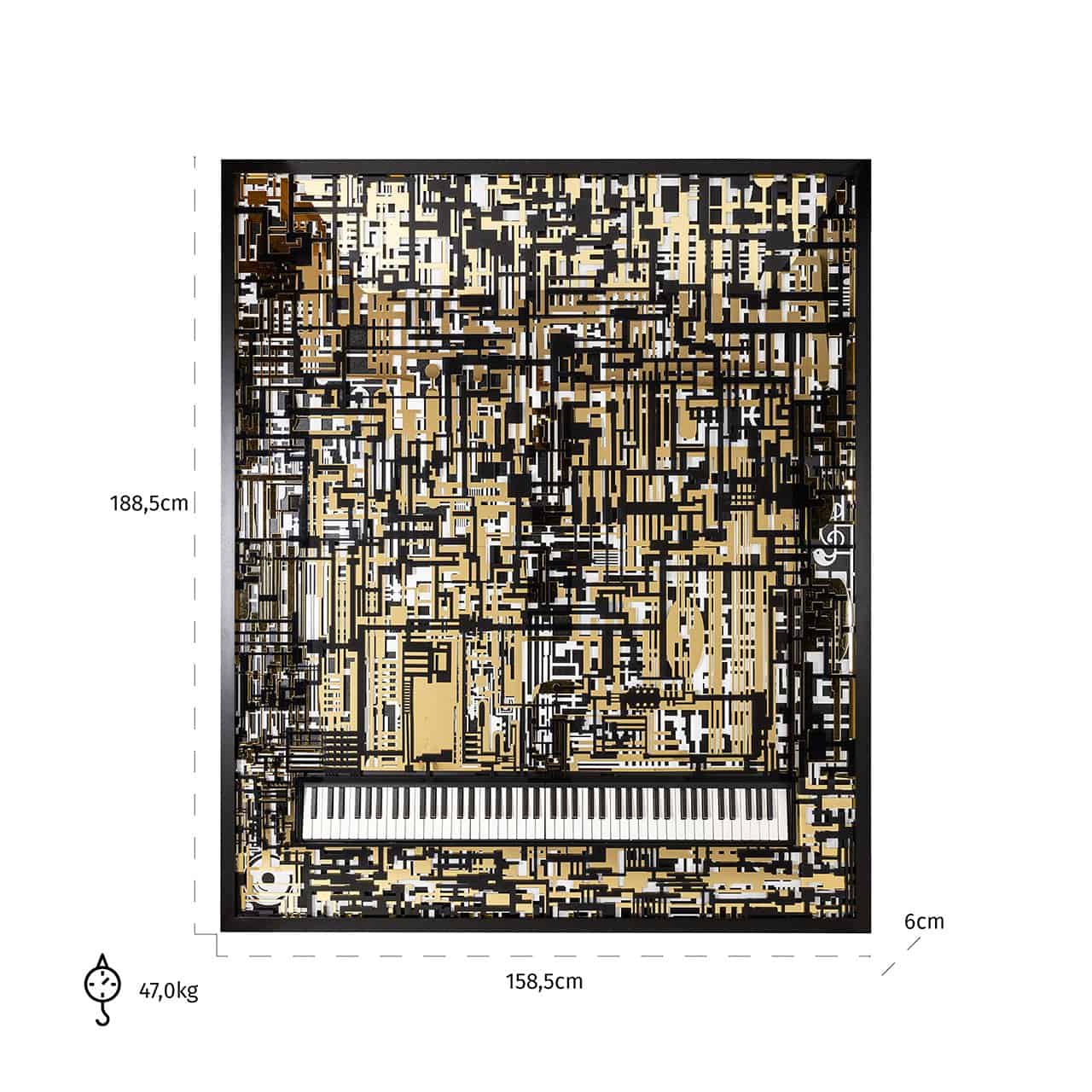 Richmond Interiors Wandkunst Piano Wibi schwarz/gold 3D-Bild Richmond Interiors